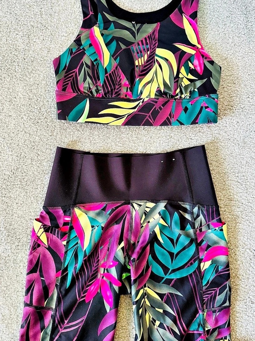 Xersion Athletic Workout: Cycling, Hiking, Running Set in Black & Pink Large